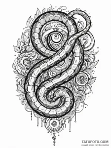 Quartz serpent coiling through runes, ink ill... - эскиз тату (№1751659113_0, 04.07.2025 19:58) — Tatufoto.com