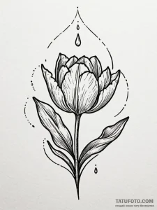 Tulip with a single dewdrop on its petal, ref... - эскиз тату (№1751659625_0, 04.07.2025 20:07) — Tatufoto.com