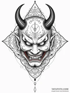 A japanese hannya mask, tattoo sketch design,... - эскиз тату (№1751660393_0, 04.07.2025 20:19) — Tatufoto.com