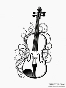Violin with its strings broken and tangled, t... - эскиз тату (№1751660901_0, 04.07.2025 20:28) — Tatufoto.com