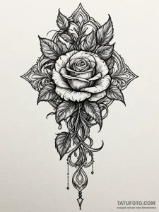Rose vines binding ancient blade, tattoo draw... - эскиз тату (№1751661154_0, 04.07.2025 20:32) — Tatufoto.com