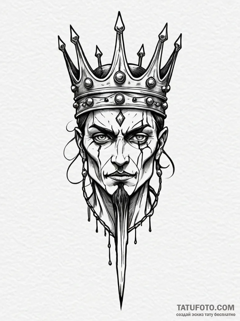 Gleaming blade crowned with bone, artistic ta... - эскиз тату (№1751661239_0, 04.07.2025 20:33) — Tatufoto.com