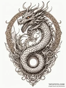 Dragon chain fused with scales, artistic tatt... - эскиз тату (№1751661834_0, 04.07.2025 20:43) — Tatufoto.com