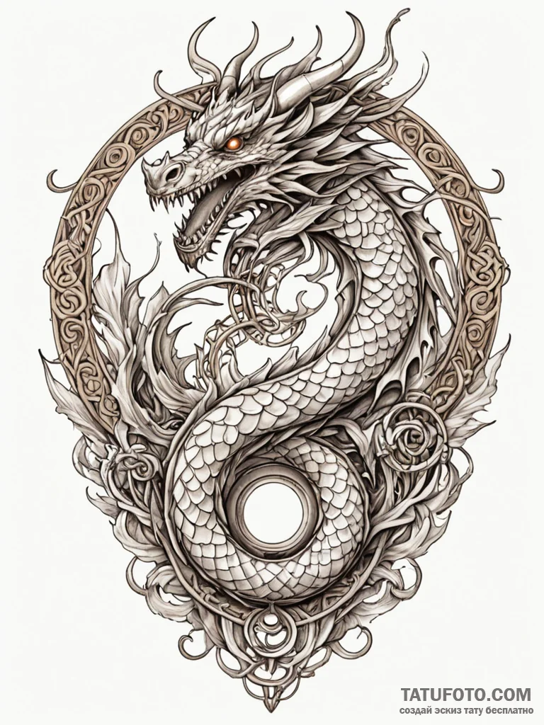 Dragon chain fused with scales, artistic tatt... - эскиз тату (№1751661834_0, 04.07.2025 20:43) — Tatufoto.com