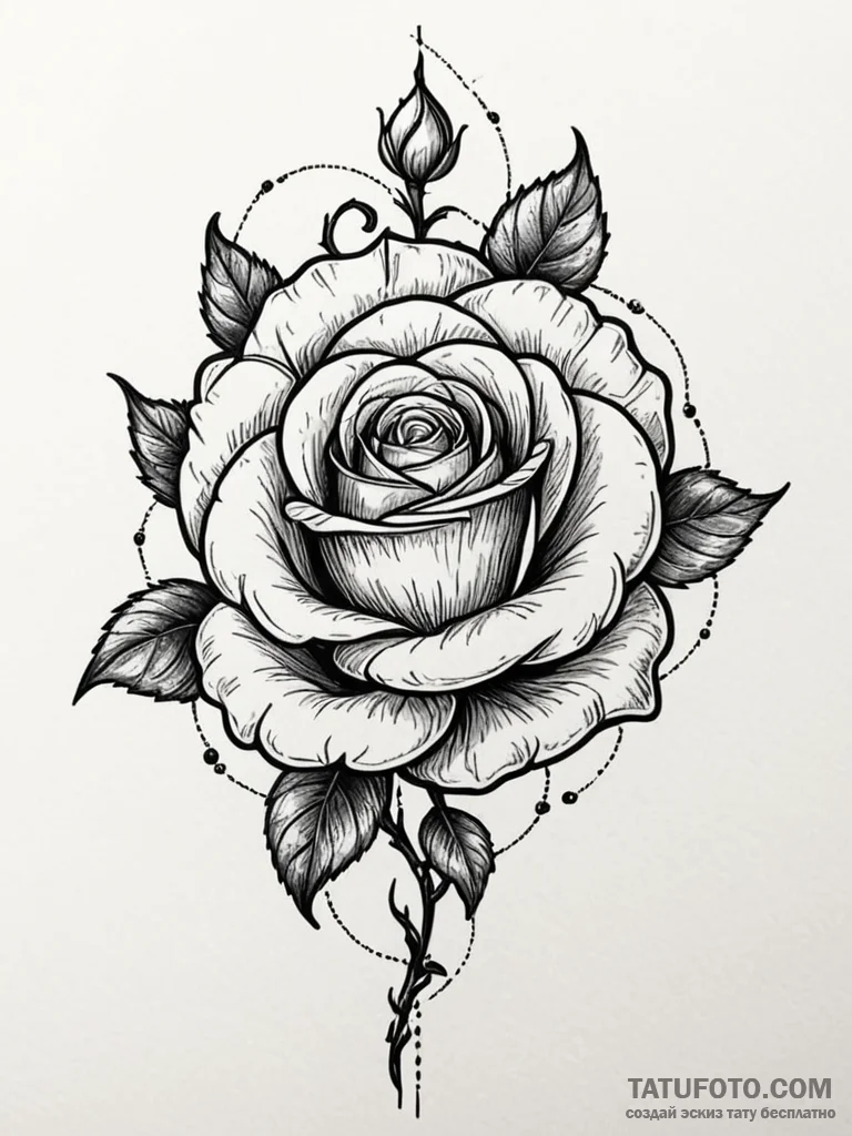 Ancient rose entwined in wire, tattoo line ar... - эскиз тату (№1751661918_0, 04.07.2025 20:45) — Tatufoto.com