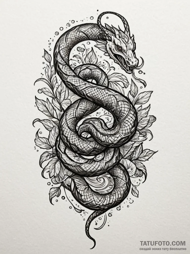 Animated serpent breaking light barrier, tatt... - эскиз тату (№1751662256_0, 04.07.2025 20:50) — Tatufoto.com