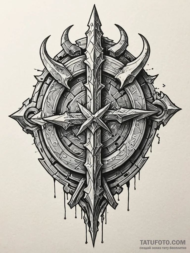 Plate armor cracked with runes, concept art f… — эскиз тату (№1751662513_0, 04.07.2025 20:55) — Tatufoto.com