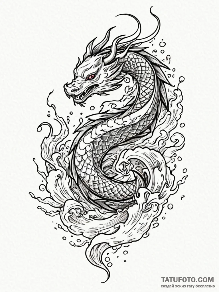 Kimono fabric swirling like smoke, tattoo dra… — эскиз тату (№1751662597_0, 04.07.2025 20:56) — Tatufoto.com
