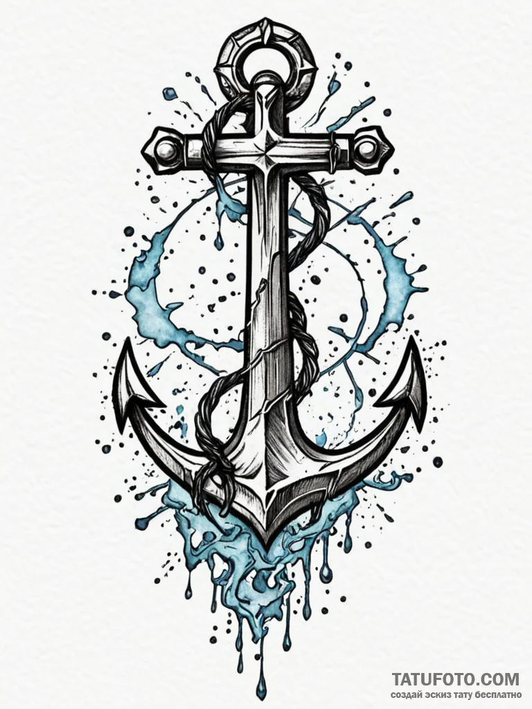 Anchor shattered with cracks, tattoo flash sh... - эскиз тату (№1751662784_0, 04.07.2025 20:59) — Tatufoto.com