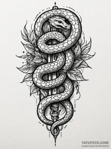 Serpent chain binding bone relic, tattoo flas... - эскиз тату (№1751662869_0, 04.07.2025 21:01) — Tatufoto.com