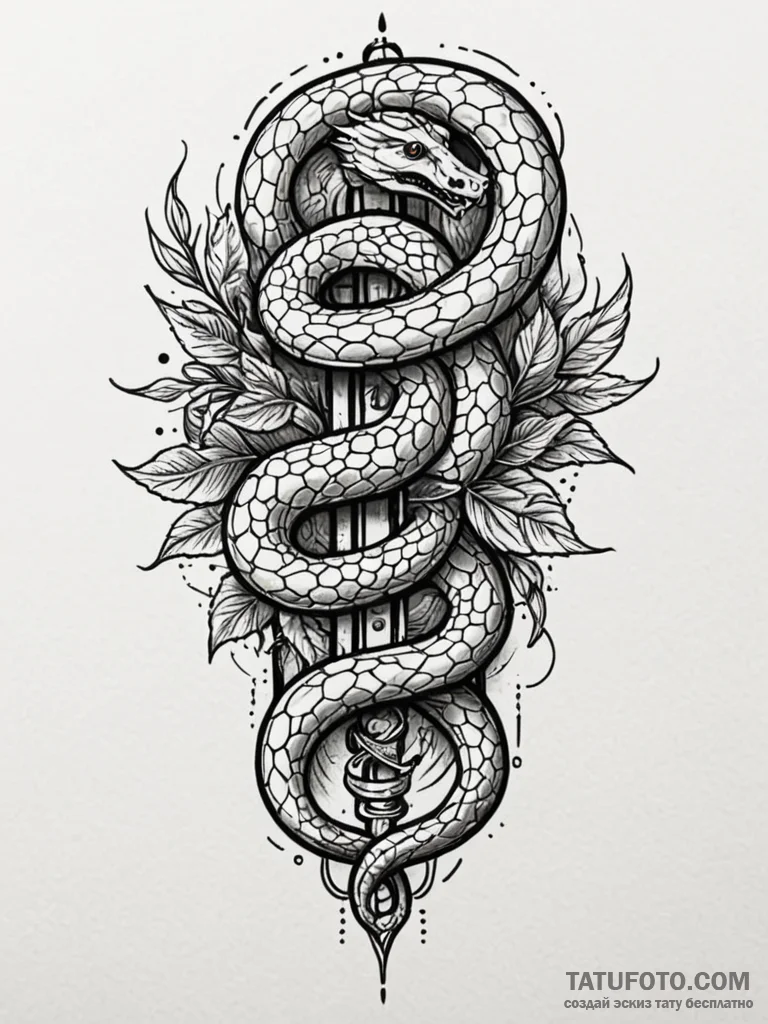 Serpent chain binding bone relic, tattoo flas... - эскиз тату (№1751662869_0, 04.07.2025 21:01) — Tatufoto.com
