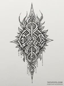 Key with runes and bone carvings, tattoo flas... - эскиз тату (№1751662953_0, 04.07.2025 21:02) — Tatufoto.com