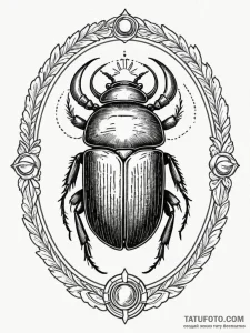 Scarab beetle crowned in runes, tattoo sketch... - эскиз тату (№1751663054_0, 04.07.2025 21:04) — Tatufoto.com