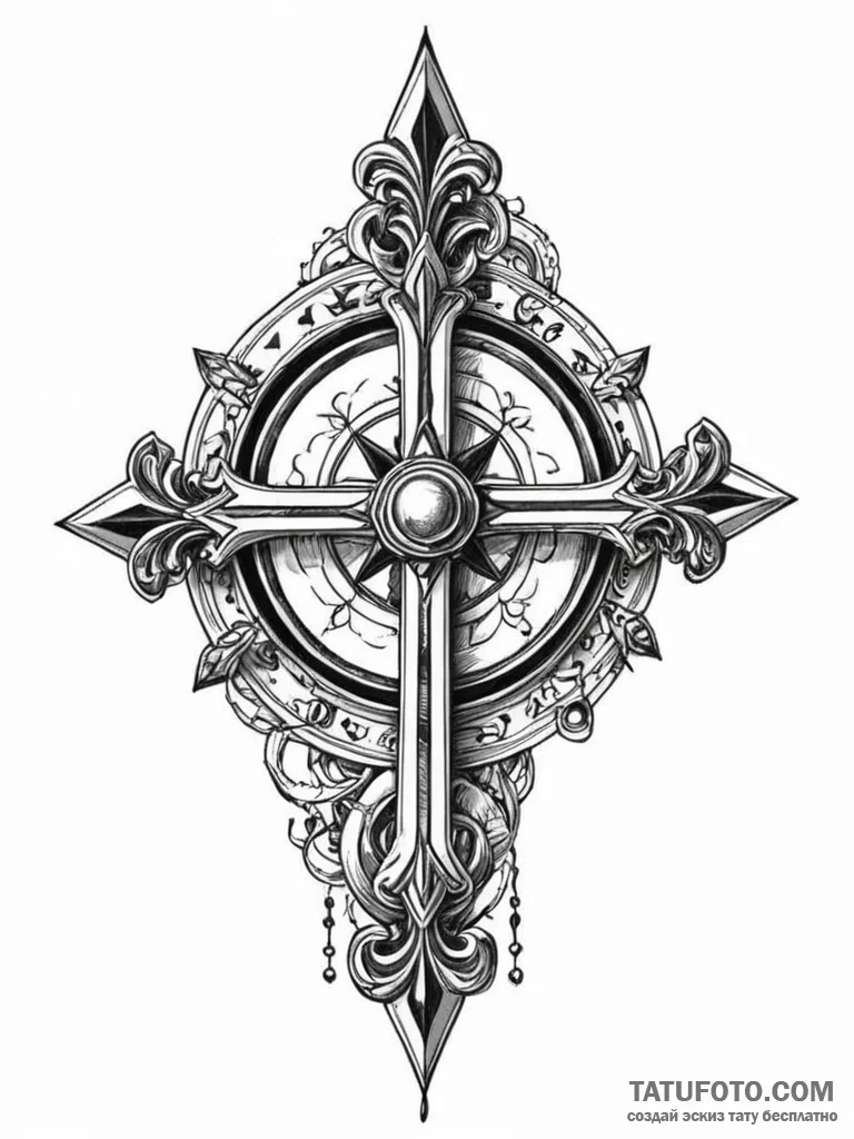 Key pierced by celestial arrow, tattoo flash… — эскиз тату (№1751663395_0, 04.07.2025 21:09) — Tatufoto.com