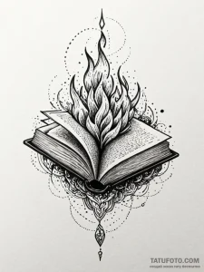 A powerful burning book, destructive,, tattoo... - эскиз тату (№1751663481_0, 04.07.2025 21:11) — Tatufoto.com