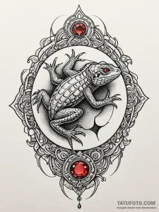 Lizard clutching gemstone orb, tattoo drawing... - эскиз тату (№1751664173_0, 04.07.2025 21:22) — Tatufoto.com