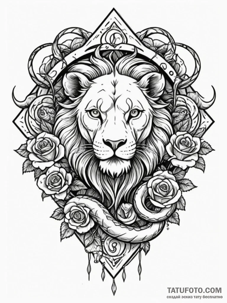 A chimera (lion, goat, snake) (is there, but... - эскиз тату (№1751664515_0, 04.07.2025 21:28) — Tatufoto.com