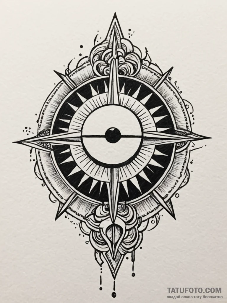 Obsidian blade beneath eclipsed sun, tattoo d... - эскиз тату (№1751664901_0, 04.07.2025 21:35) — Tatufoto.com