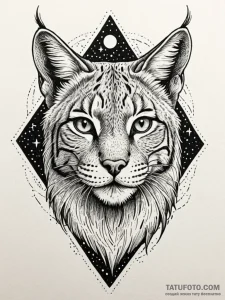 Lynx eyes beneath starlit sky, ink illustrati... - эскиз тату (№1751664985_0, 04.07.2025 21:36) — Tatufoto.com