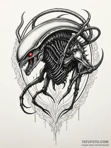 A xenomorph from alien, concept art for tatto... - эскиз тату (№1751665243_0, 04.07.2025 21:40) — Tatufoto.com