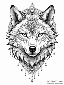 Astral wolf with galaxy eyes, tattoo line art... - эскиз тату (№1751665593_0, 04.07.2025 21:46) — Tatufoto.com