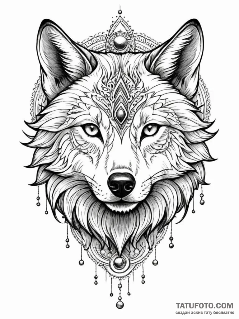 Astral wolf with galaxy eyes, tattoo line art... - эскиз тату (№1751665593_0, 04.07.2025 21:46) — Tatufoto.com
