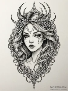 Abyssal siren with sharp teeth, tattoo drawin... - эскиз тату (№1751666192_0, 04.07.2025 21:56) — Tatufoto.com