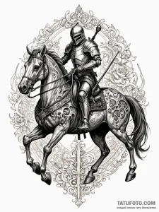 Abyssal knight riding skeletal steed, tattoo... - эскиз тату (№1751666362_0, 04.07.2025 21:59) — Tatufoto.com