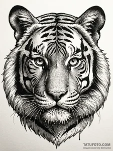 A regal bengal tiger face, powerful and detai... - эскиз тату (№1751666570_0, 04.07.2025 22:02) — Tatufoto.com