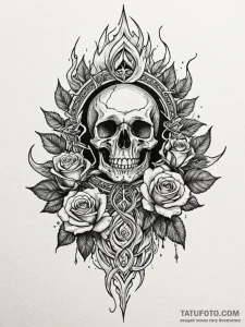 Ice relic devouring celestial flame, tattoo s... - эскиз тату (№1751666656_0, 04.07.2025 22:04) — Tatufoto.com