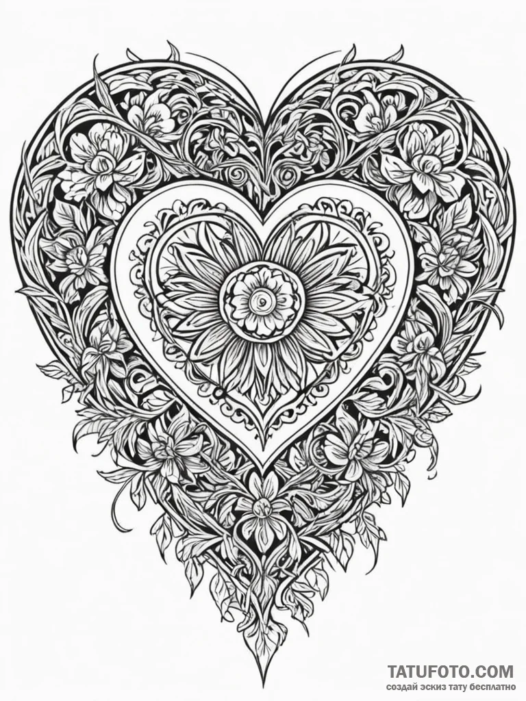 Runestone heart beneath spectral bloom, tatto... - эскиз тату (№1751666743_0, 04.07.2025 22:05) — Tatufoto.com