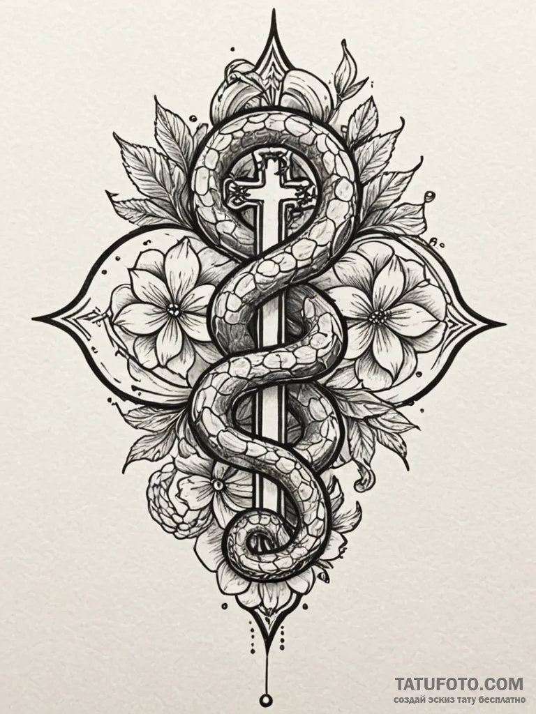 Salt serpent beneath celestial bloom, tattoo… — эскиз тату (№1751666913_0, 04.07.2025 22:08) — Tatufoto.com