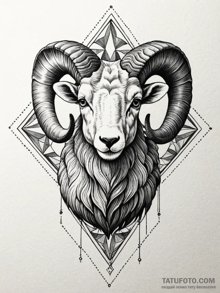 Ram, tattoo drawing outline, detailed cross-h… — эскиз тату (№1751666999_0, 04.07.2025 22:09) — Tatufoto.com