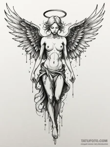 Apocalyptic angel with rusted wings, artistic... - эскиз тату (№1751667689_0, 04.07.2025 22:21) — Tatufoto.com