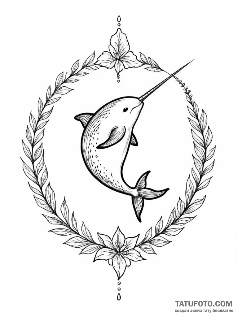 Narwhal - эскиз тату (№1751668369_0, 04.07.2025 22:32) — Tatufoto.com