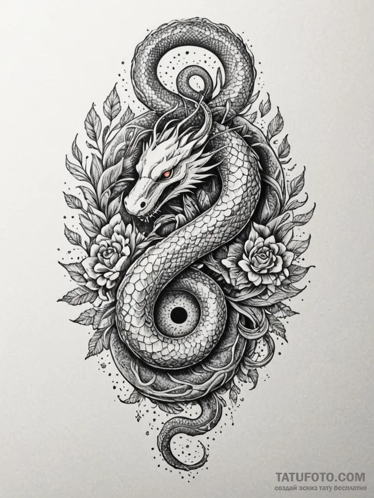 Astral serpent with shifting patterns, tattoo… — эскиз тату (№1751668877_0, 04.07.2025 22:41) — Tatufoto.com