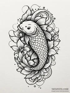 Koi, concept art for tattoo, old school tradi... - эскиз тату (№1751669137_0, 04.07.2025 22:45) — Tatufoto.com