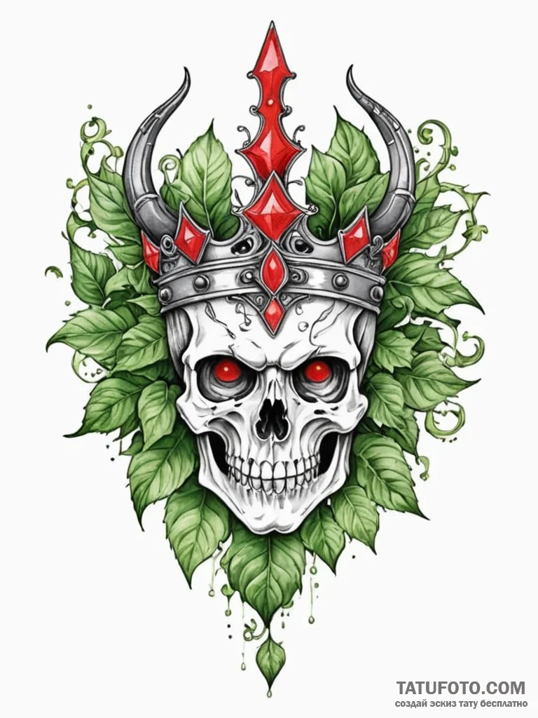 Frosted helm crowned with ivy, ink illustrati... - эскиз тату (№1751669221_0, 04.07.2025 22:47) — Tatufoto.com