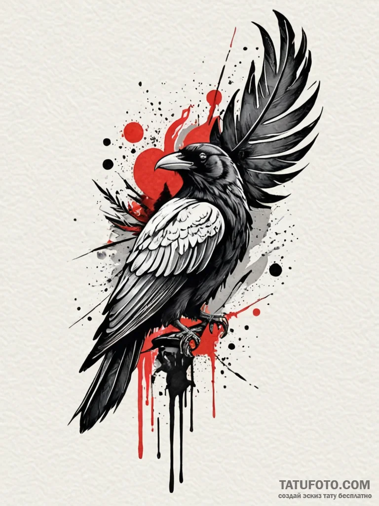Raven feather crowned in frost, tattoo drawin... - эскиз тату (№1751669977_0, 04.07.2025 22:59) — Tatufoto.com