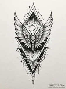 Frozen wings devouring starlight, tattoo line... - эскиз тату (№1751670569_0, 04.07.2025 23:09) — Tatufoto.com