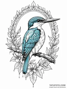 Kingfisher, a flash of color and symbol of pr... - эскиз тату (№1751670994_0, 04.07.2025 23:16) — Tatufoto.com