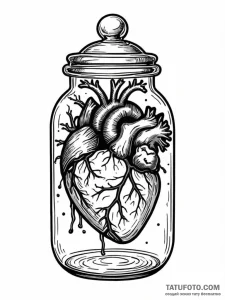 Anatomical heart in glass jar, artistic tatto... - эскиз тату (№1751671162_0, 04.07.2025 23:19) — Tatufoto.com