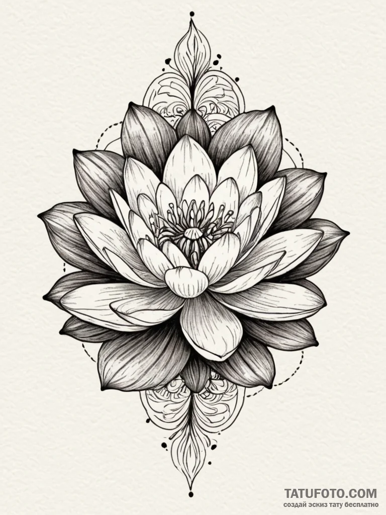 Water lily, artistic tattoo sketch, soft whip… — эскиз тату (№1751671414_0, 04.07.2025 23:23) — Tatufoto.com
