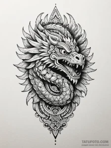 Aztec feathered serpent (quetzalcoatl), conce... - эскиз тату (№1751671582_0, 04.07.2025 23:26) — Tatufoto.com