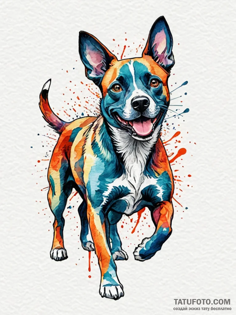 Dog, tattoo sketch design, dynamic compositio... - эскиз тату (№1751673444_0, 04.07.2025 23:57) — Tatufoto.com