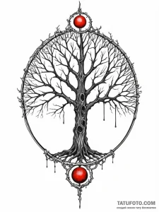 Ringed moon behind skeletal tree, tattoo draw... - эскиз тату (№1751673697_0, 05.07.2025 00:01) — Tatufoto.com