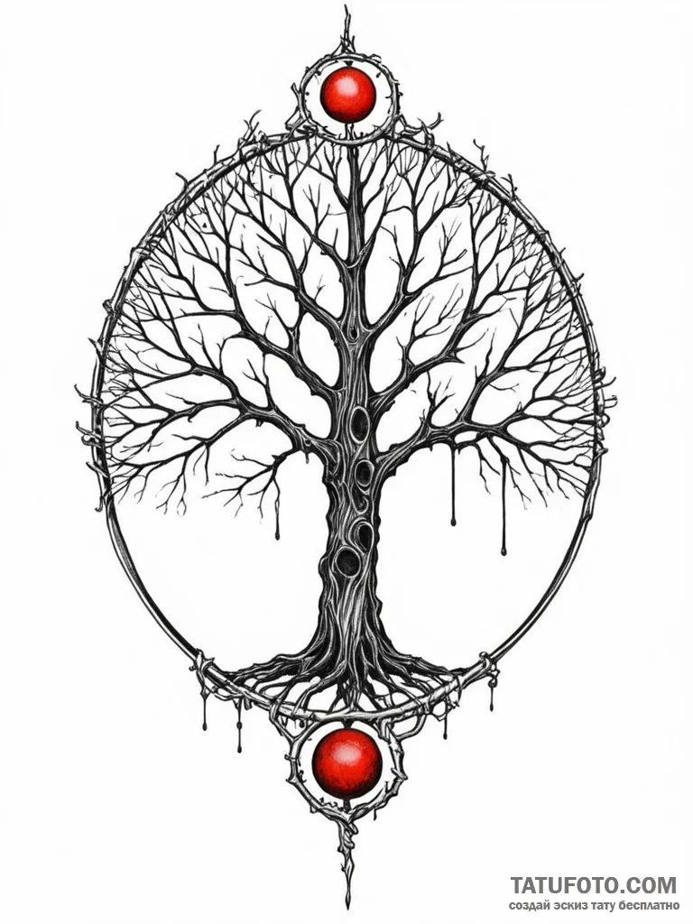 Ringed moon behind skeletal tree, tattoo draw... - эскиз тату (№1751673697_0, 05.07.2025 00:01) — Tatufoto.com
