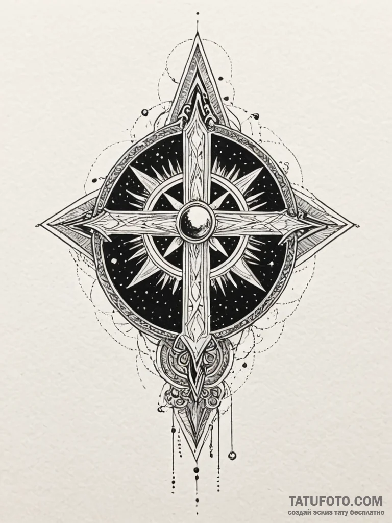 Starborn relic beneath celestial veil, tattoo... - эскиз тату (№1751673780_0, 05.07.2025 00:03) — Tatufoto.com