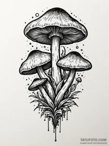 Bioluminescent fungi, concept art for tattoo,... - эскиз тату (№1751673951_0, 05.07.2025 00:05) — Tatufoto.com