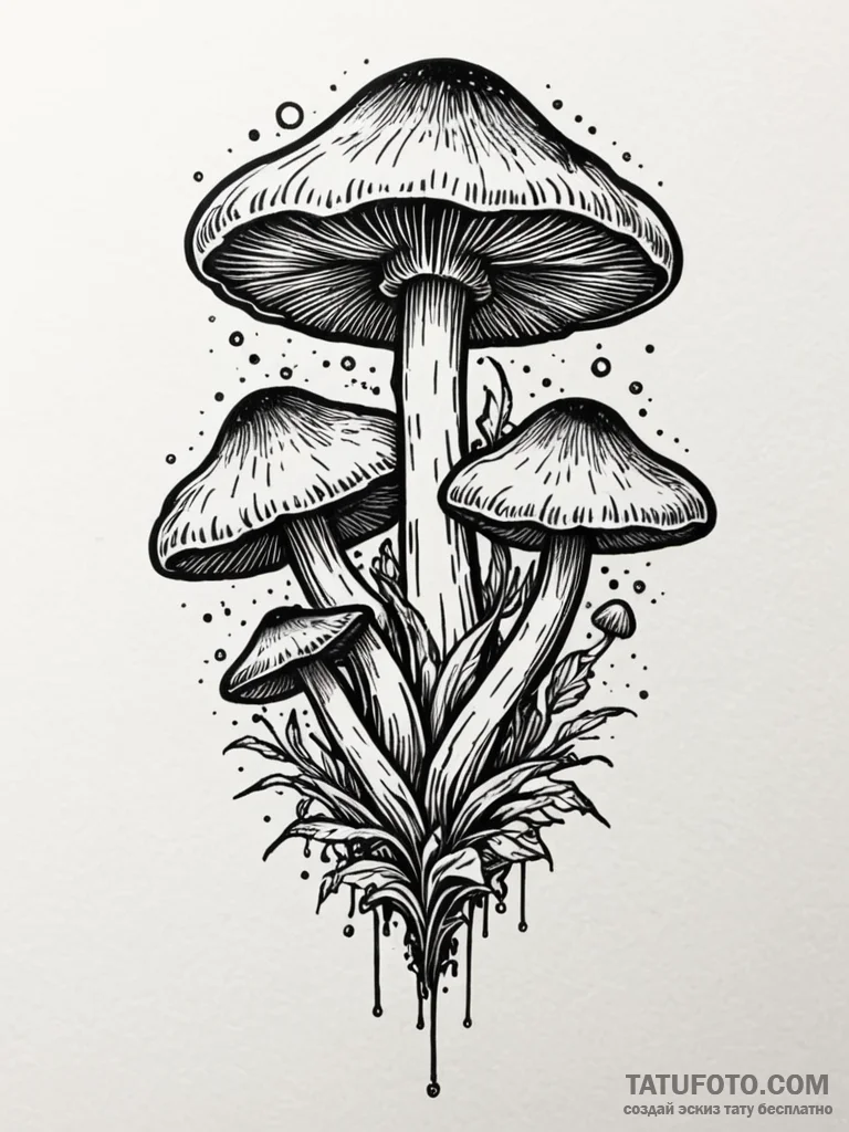 Bioluminescent fungi, concept art for tattoo,... - эскиз тату (№1751673951_0, 05.07.2025 00:05) — Tatufoto.com